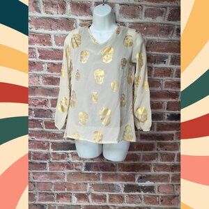Women's PINC PREMIUM Sheer Skulls Longs Sleeves Top XL